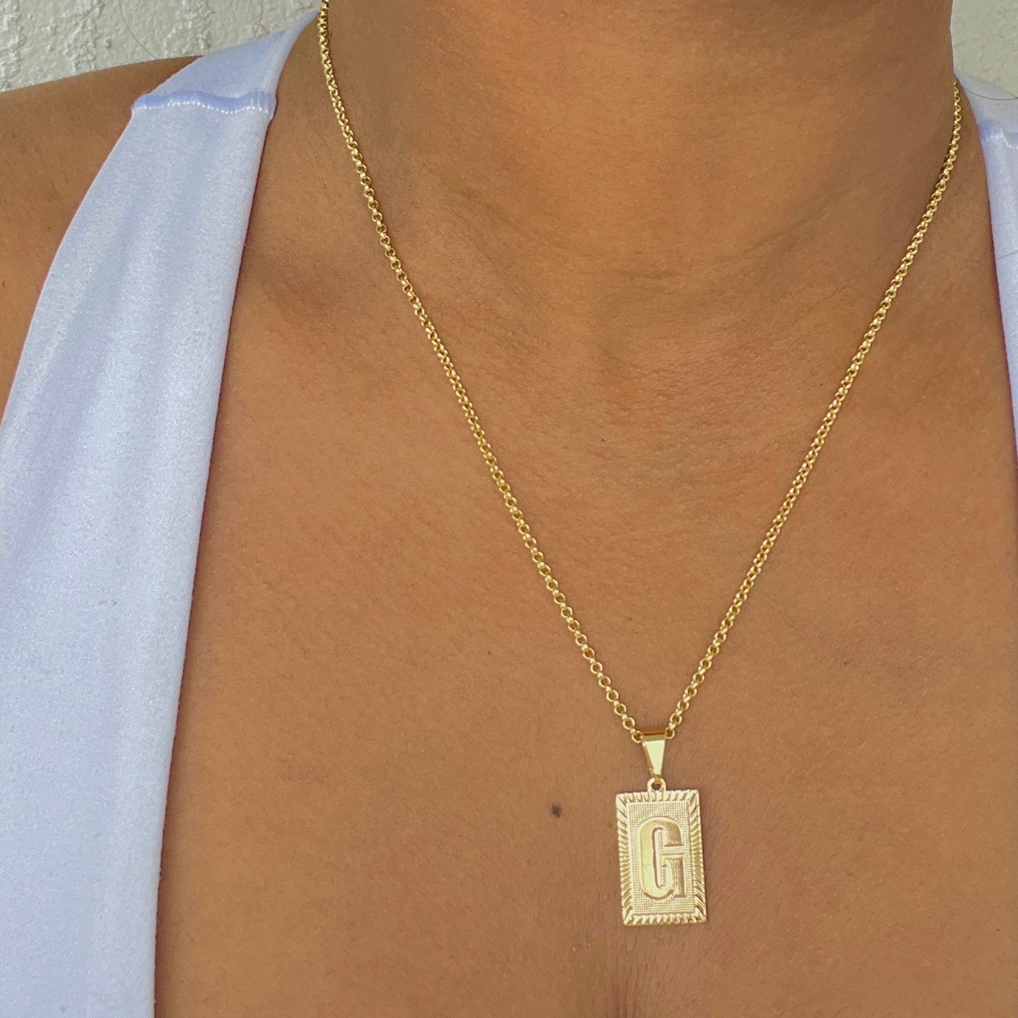 Initial Pendant Rolo Necklace-18K Gold Filled