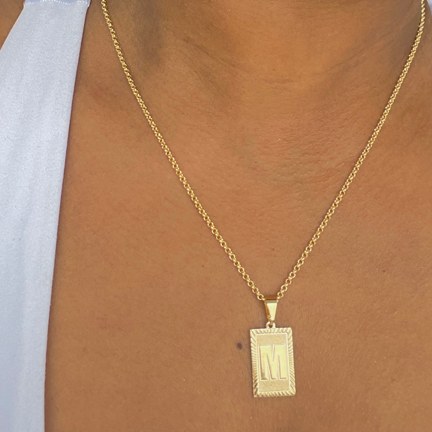 Initial Pendant Rolo Necklace-18K Gold Filled