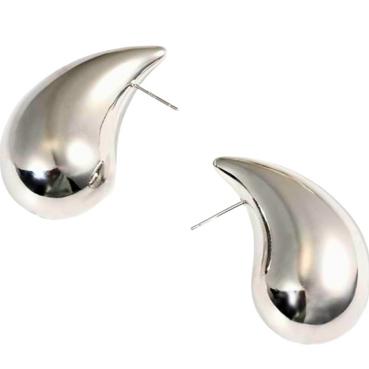 Torie Chunky Teardrop Earrings-Silver Plated