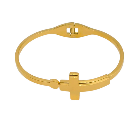 Faith Cross  Bangle-Gold Plated