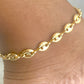 Hollow Puff Mariner Link Anklet-18k Gold Filled-8mm