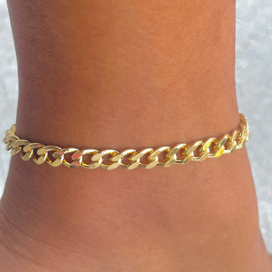 Cuban Link Anklet-18k Gold Filled