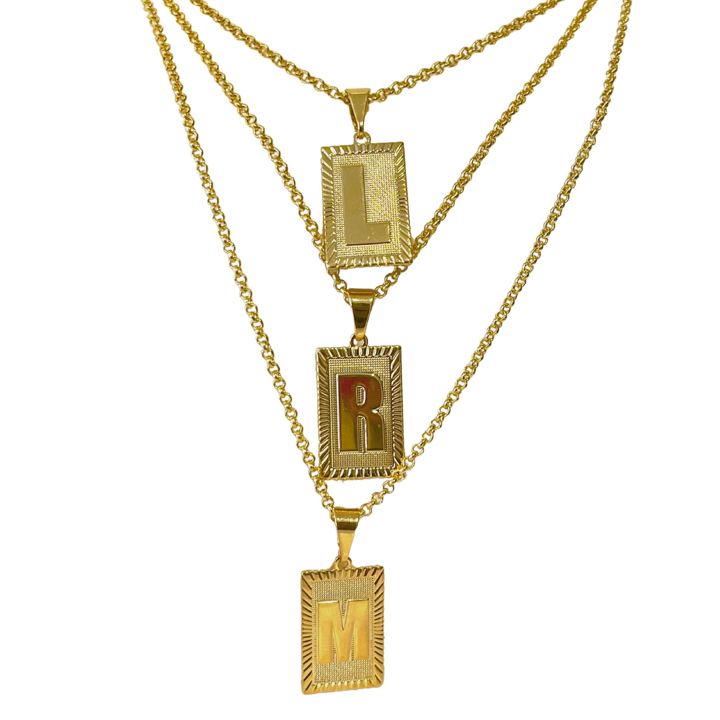 Initial Pendant Rolo Necklace-18K Gold Filled