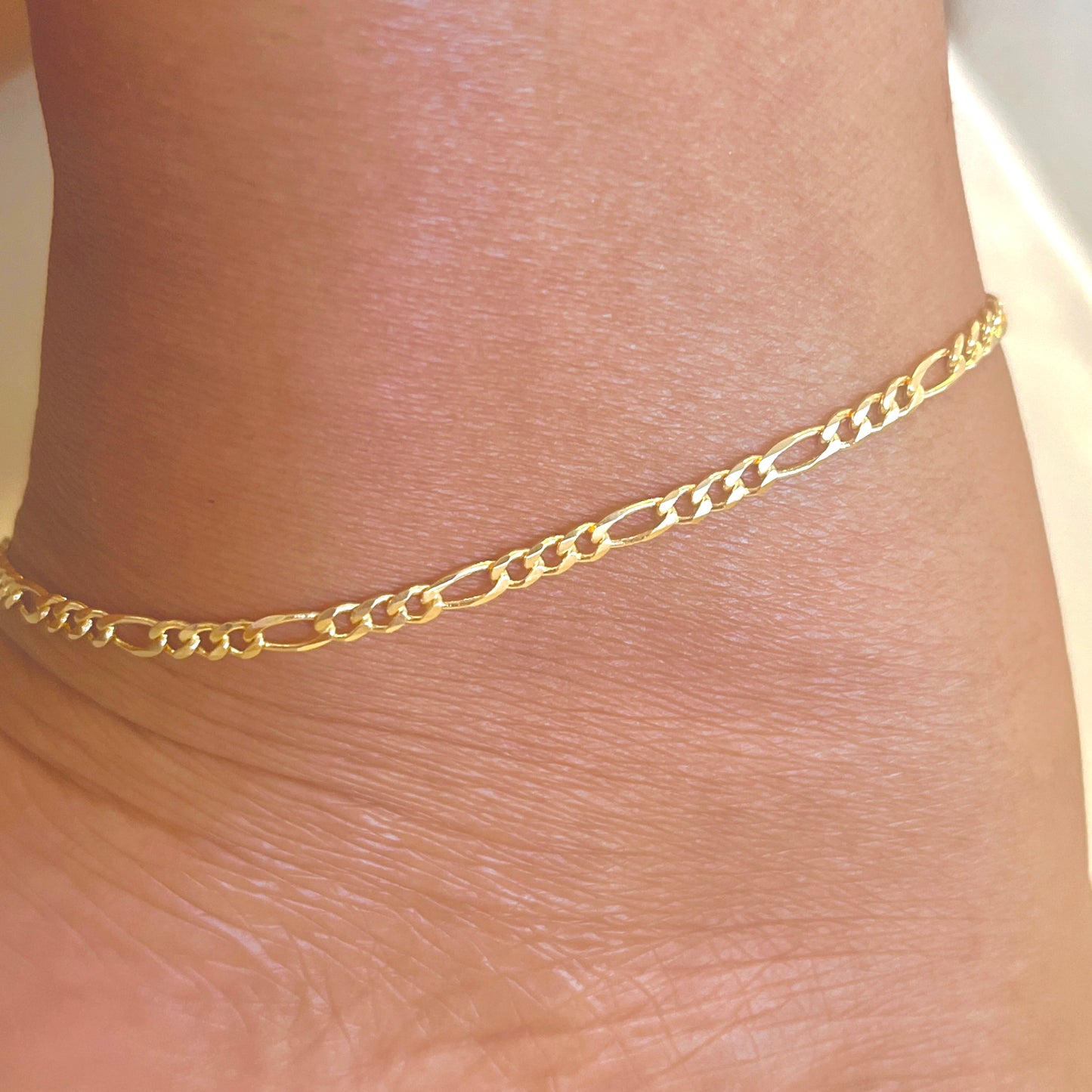 Figaro Link Anklet-18k Gold Filled 3mm