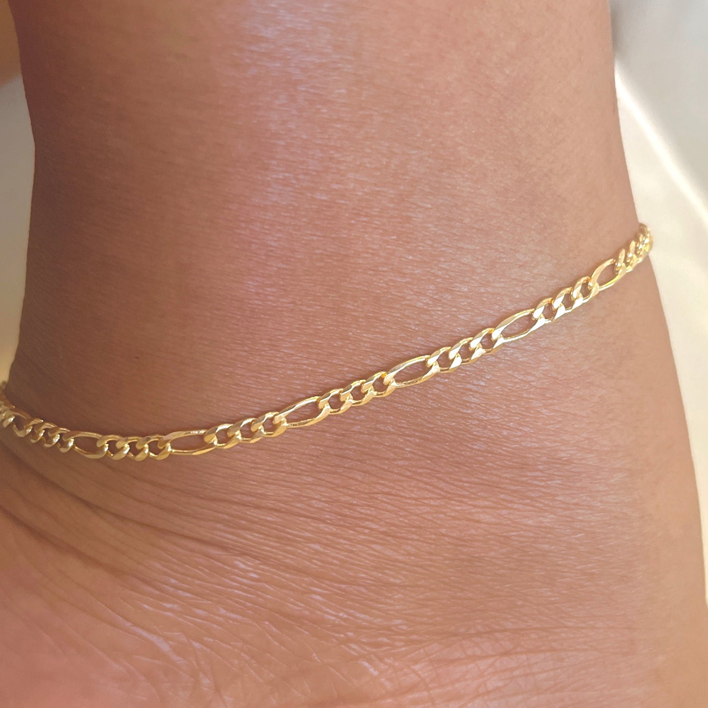 Figaro Link Anklet-18k Gold Filled 3mm