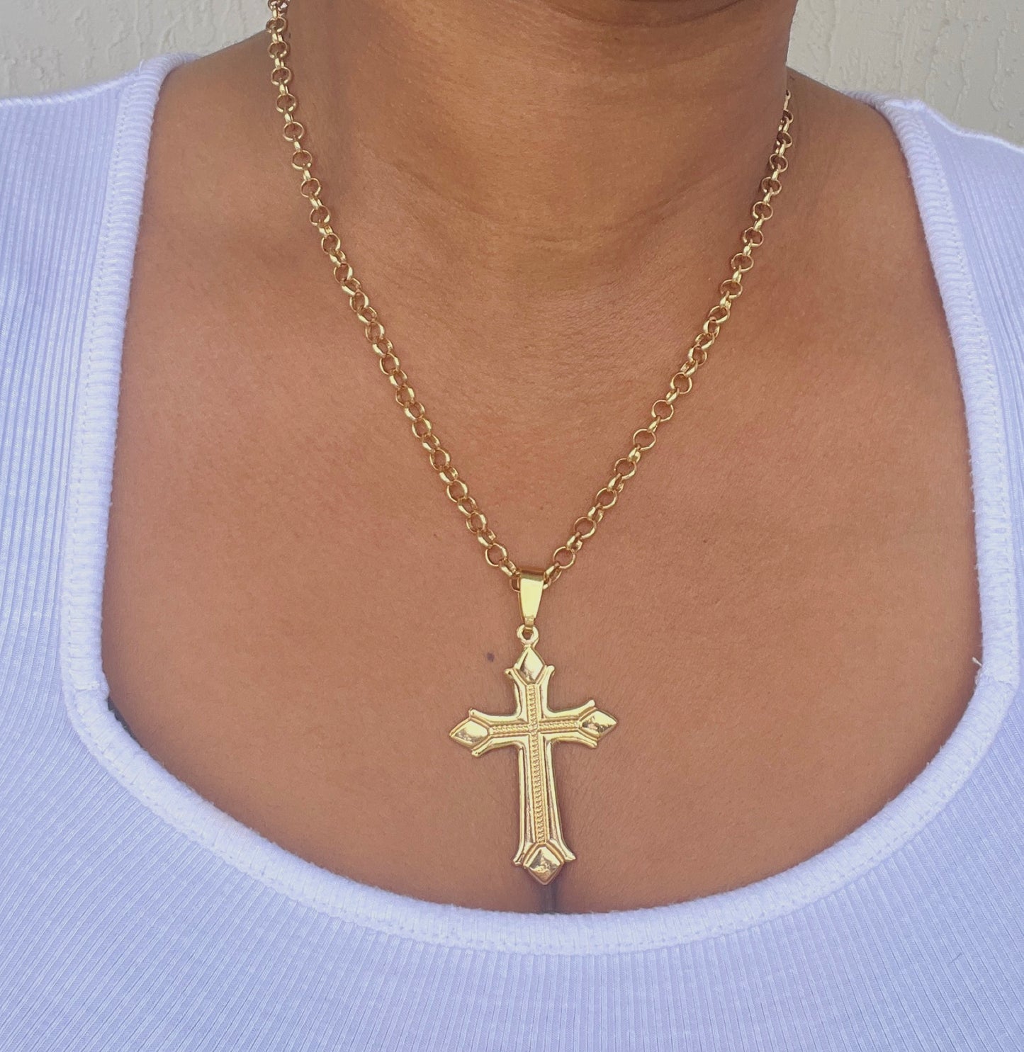 Jae Cross Pendant Necklace- 18k Gold Filled