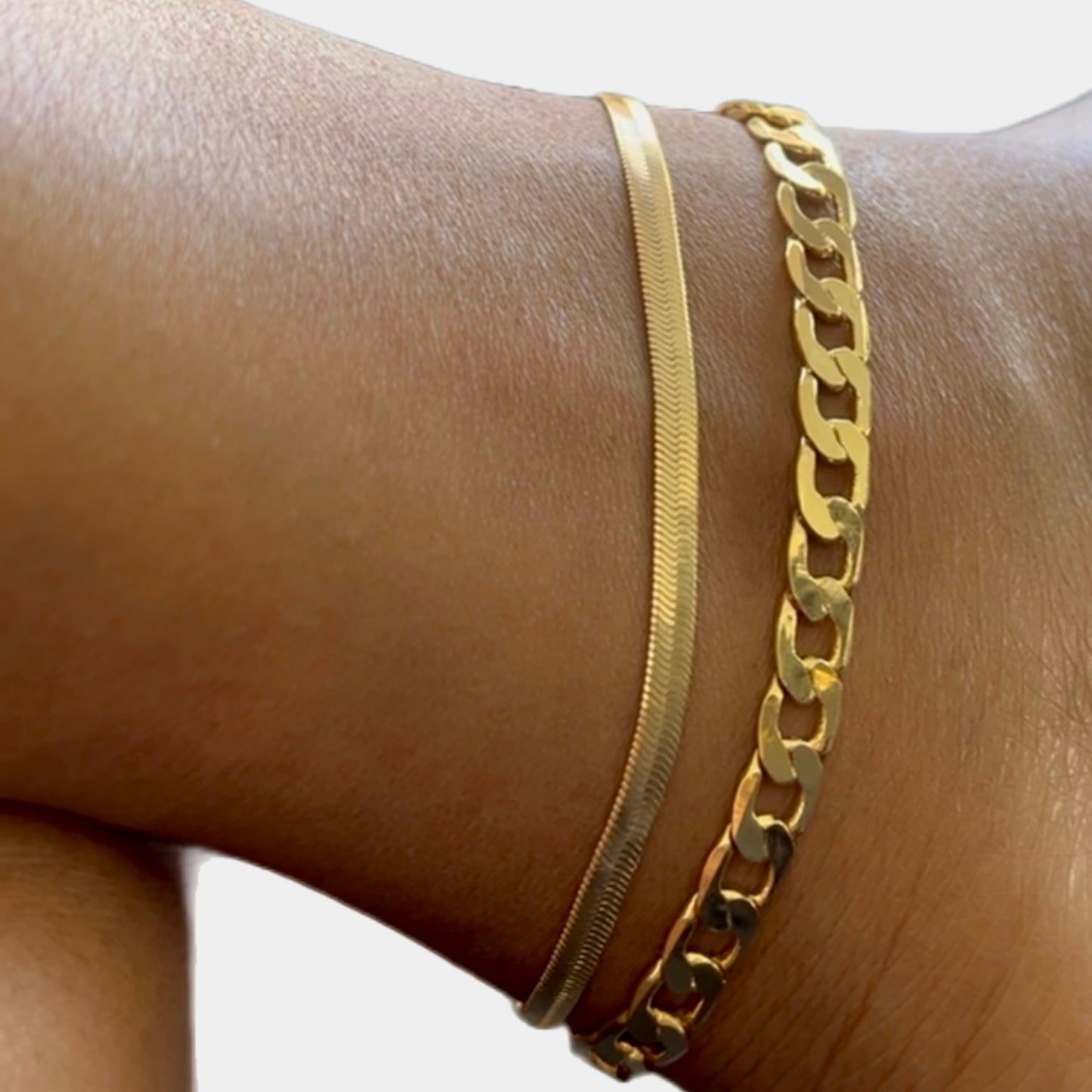 Tania Herringbone Link Anklet-18k Gold Filled