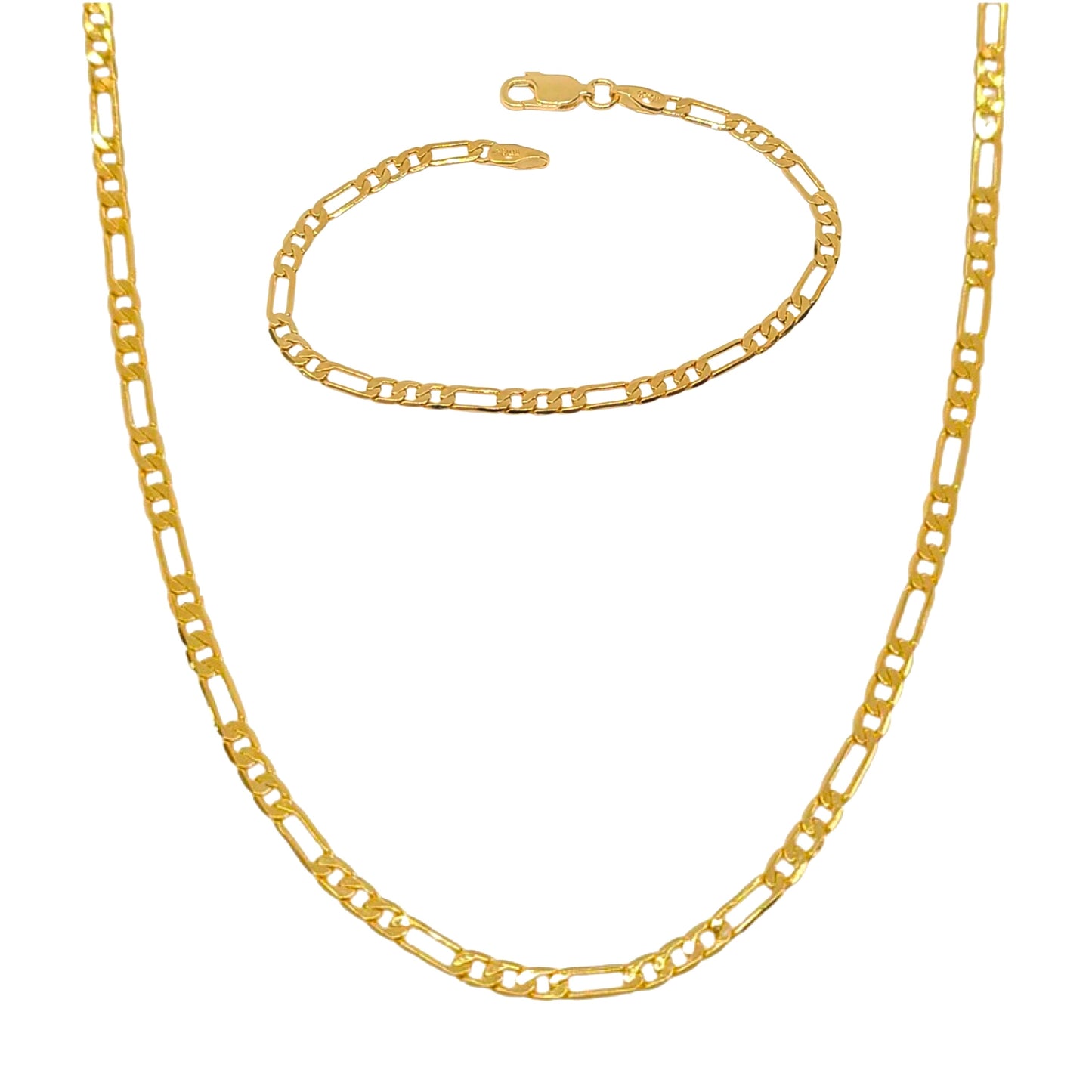 Figaro Necklace and Bracelet Set-18k Gold Filled