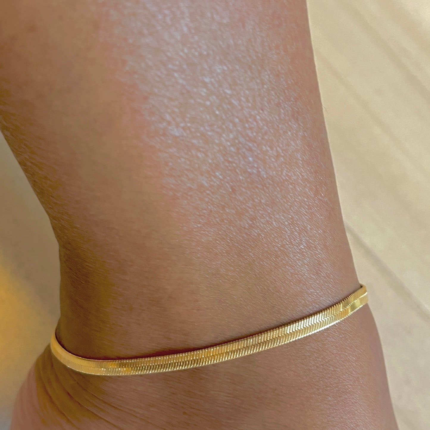 Tania Herringbone Link Anklet-18k Gold Filled