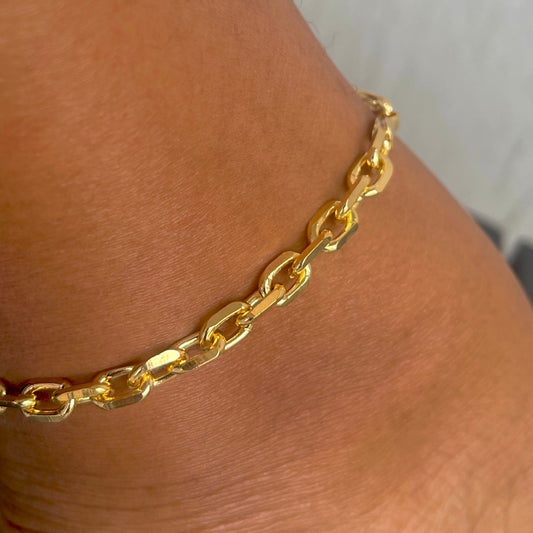 Dalia Paper Clip Link Anklet-18k Gold Filled