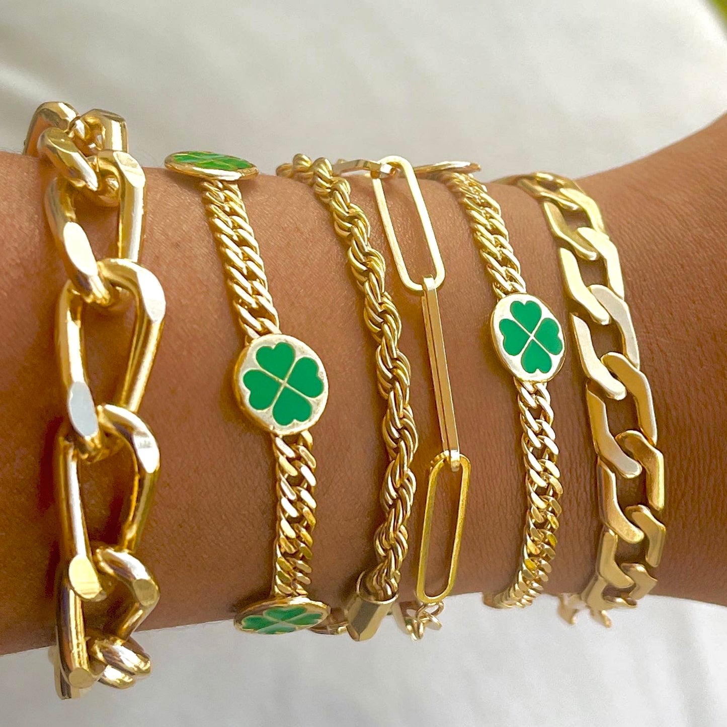 Clover Cuban Link Bracelet-18k Gold Filled