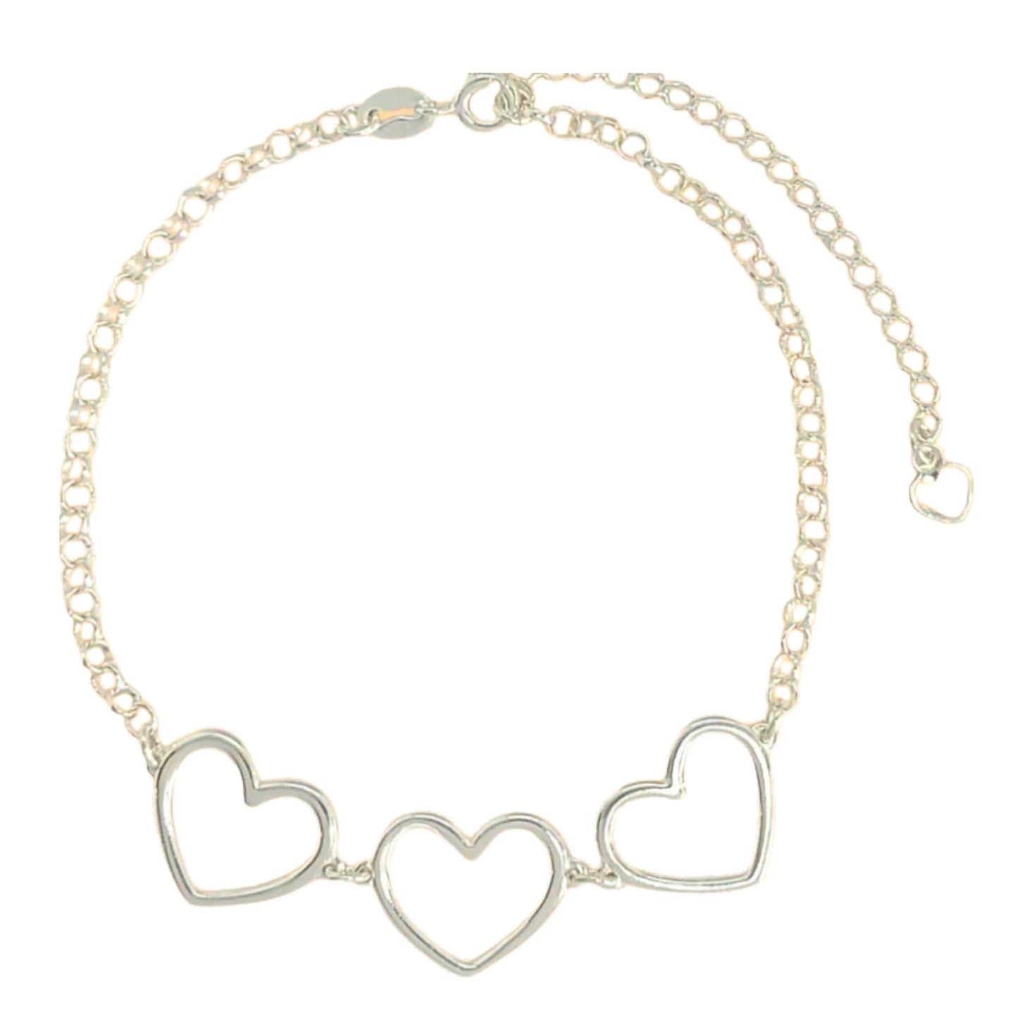 Samoy Rolo Heart Link Bracelet-925 Sterling Silver