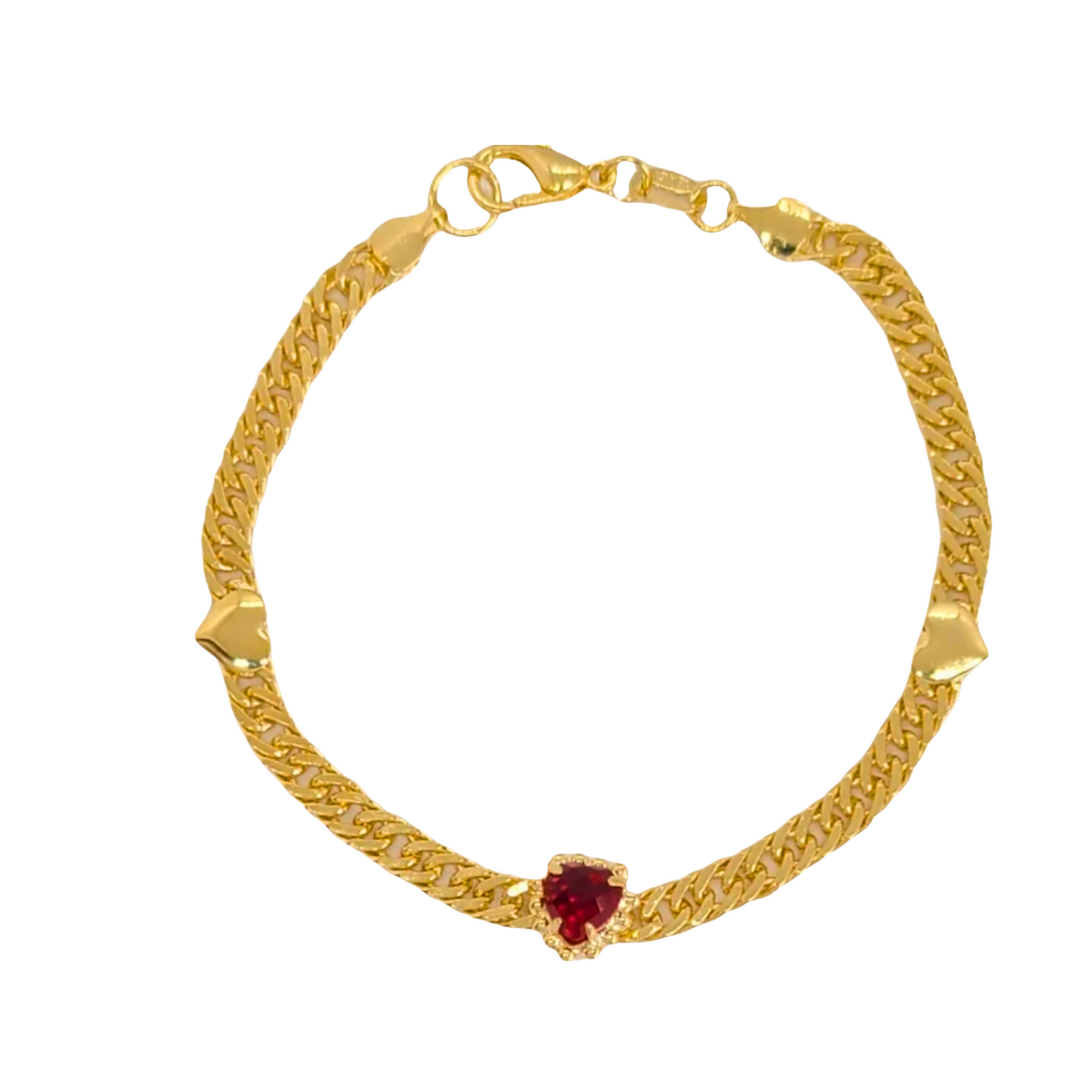 Adele Cuban Link Hearts Bracelet-18k Gold Filled