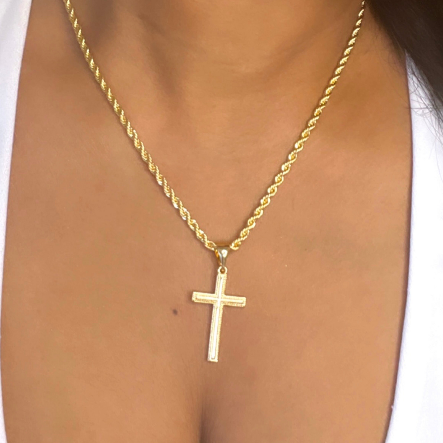 Dana Cross Pendant Necklace- 18k Gold Filled