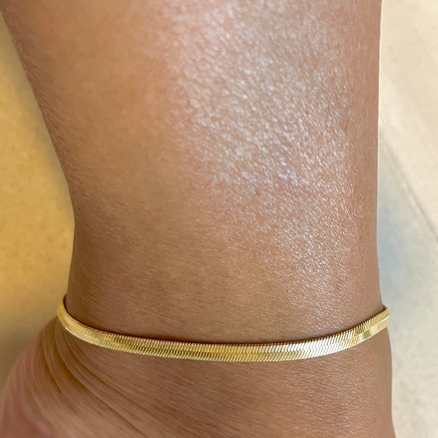 Tania Herringbone Link Anklet-18k Gold Filled