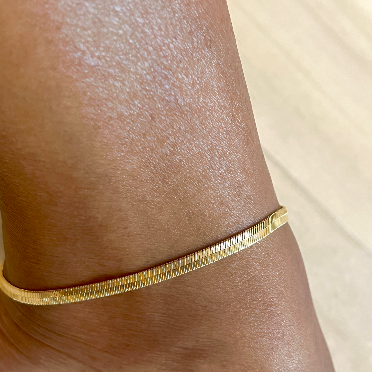 Tania Herringbone Link Anklet-18k Gold Filled