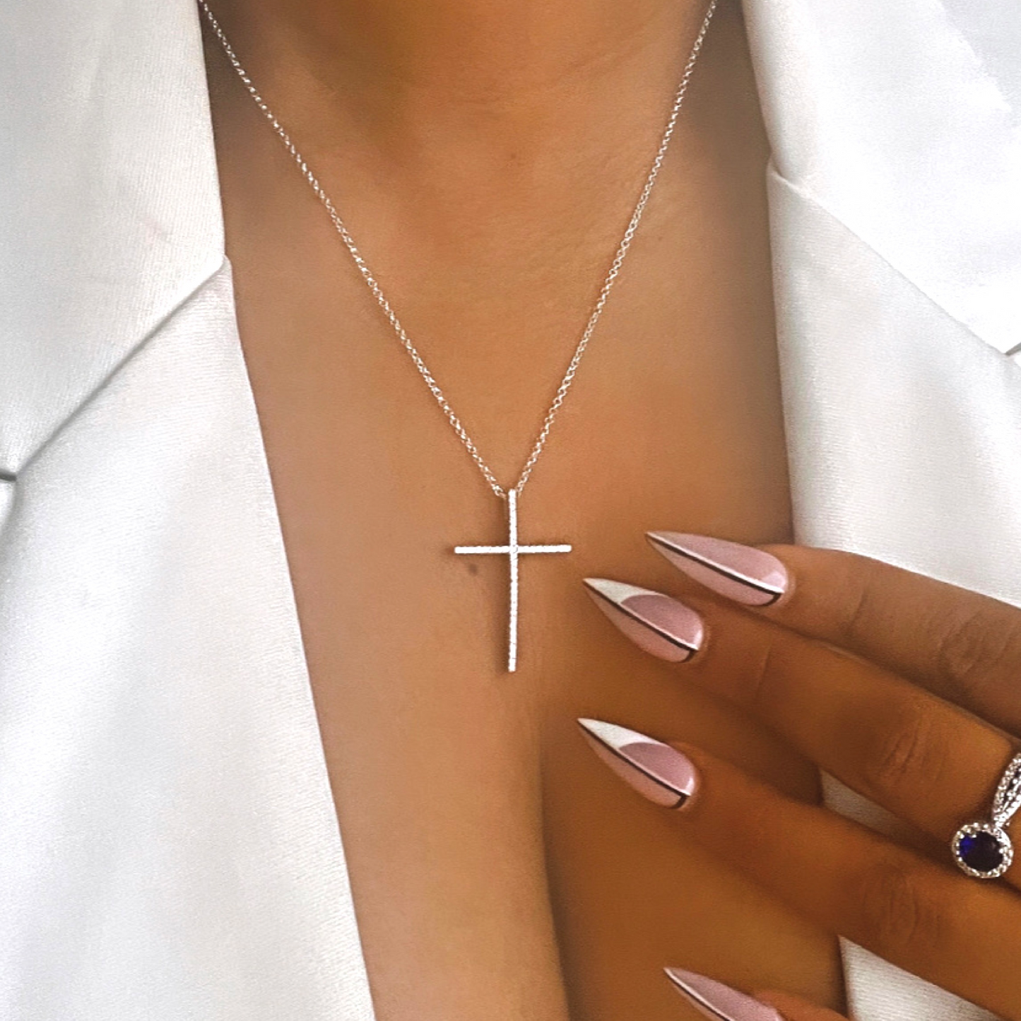 Clara Cross Necklace-925 Sterling Silver