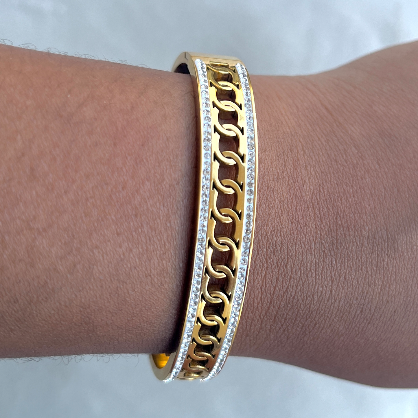 Trina  Bangle with Ring-Gold Plated