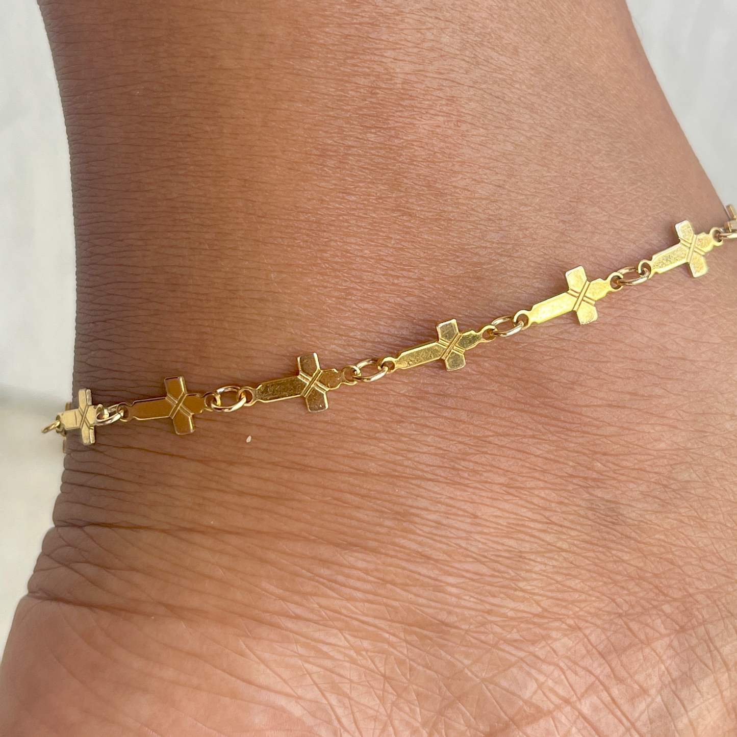 Hope Cross Link Anklet-18k Gold Filled