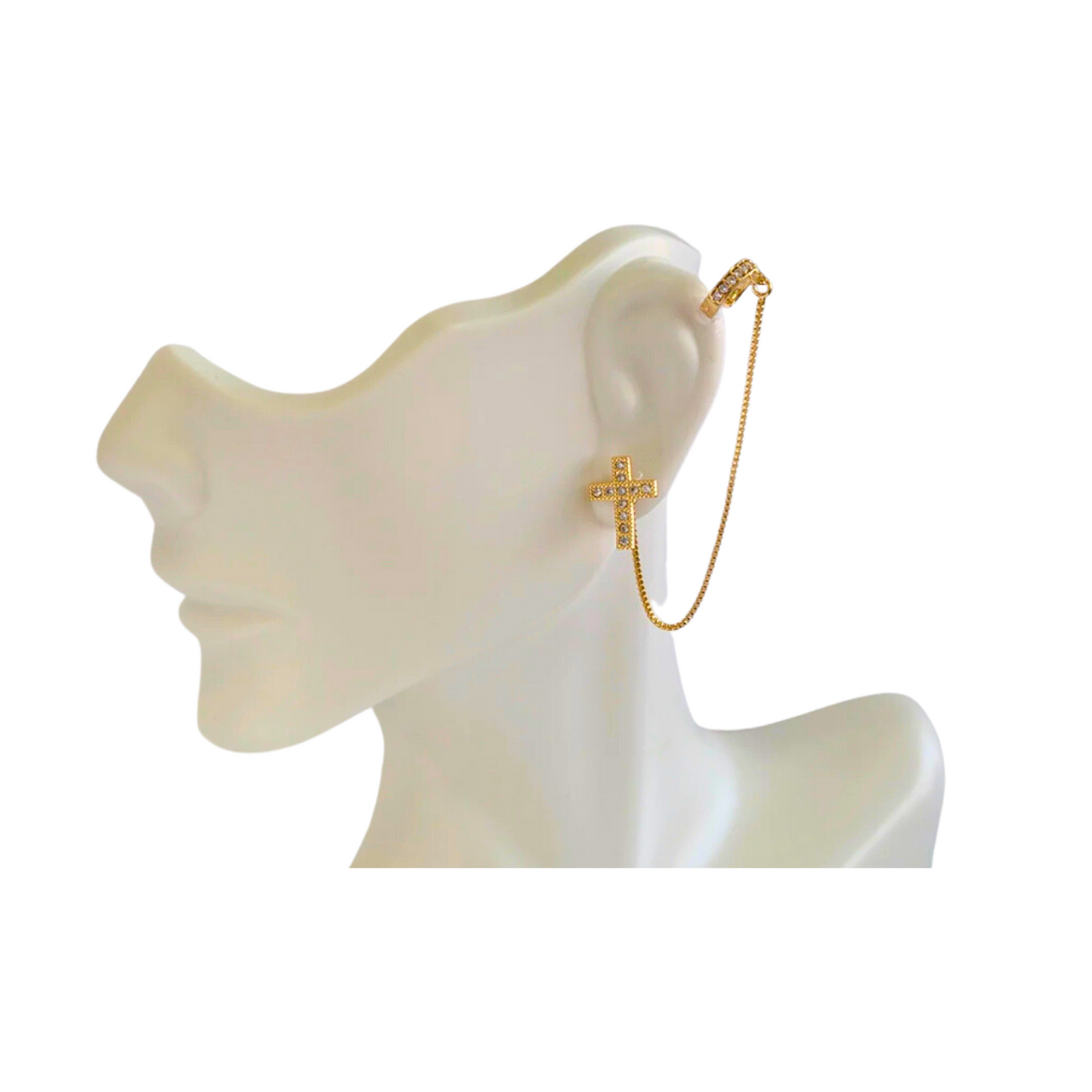 Dina Cross Cuff Earrings-18k Gold Plated