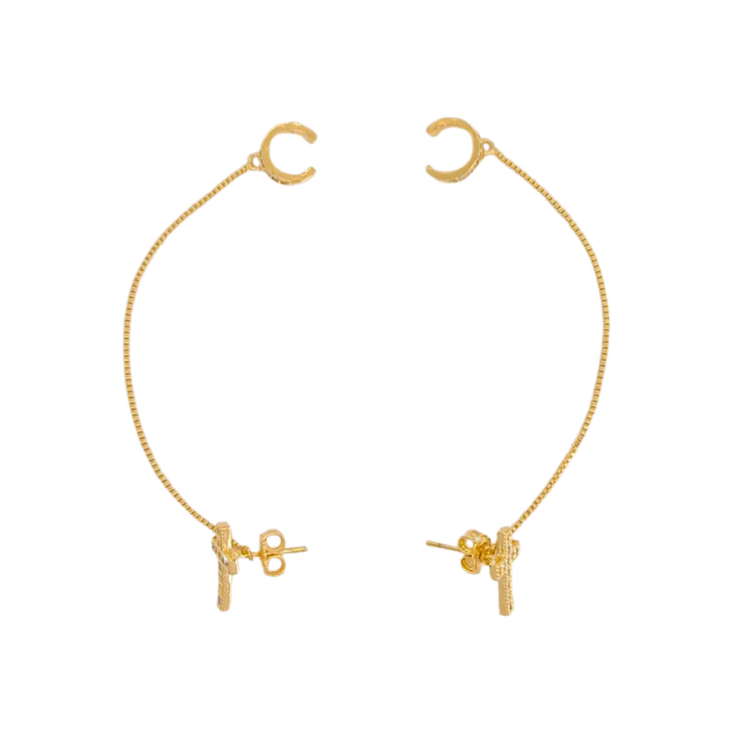 Dina Cross Cuff Earrings-18k Gold Plated