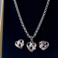 Teri Heart Pendant Necklace and Earrings Set-925 Sterling Silver