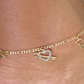 Figaro Link Charms Anklet-18k Gold Filled