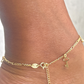 Figaro Link Charms Anklet-18k Gold Filled