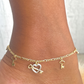 Figaro Link Charms Anklet-18k Gold Filled