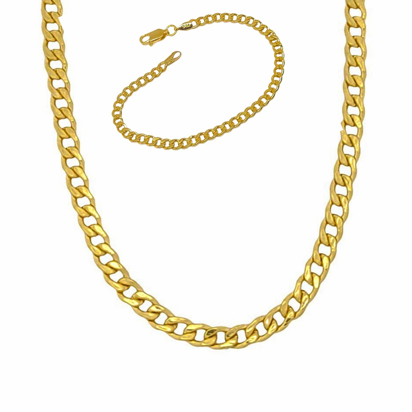 Curb Link Necklace and Bracelet Set-18k Gold Filled