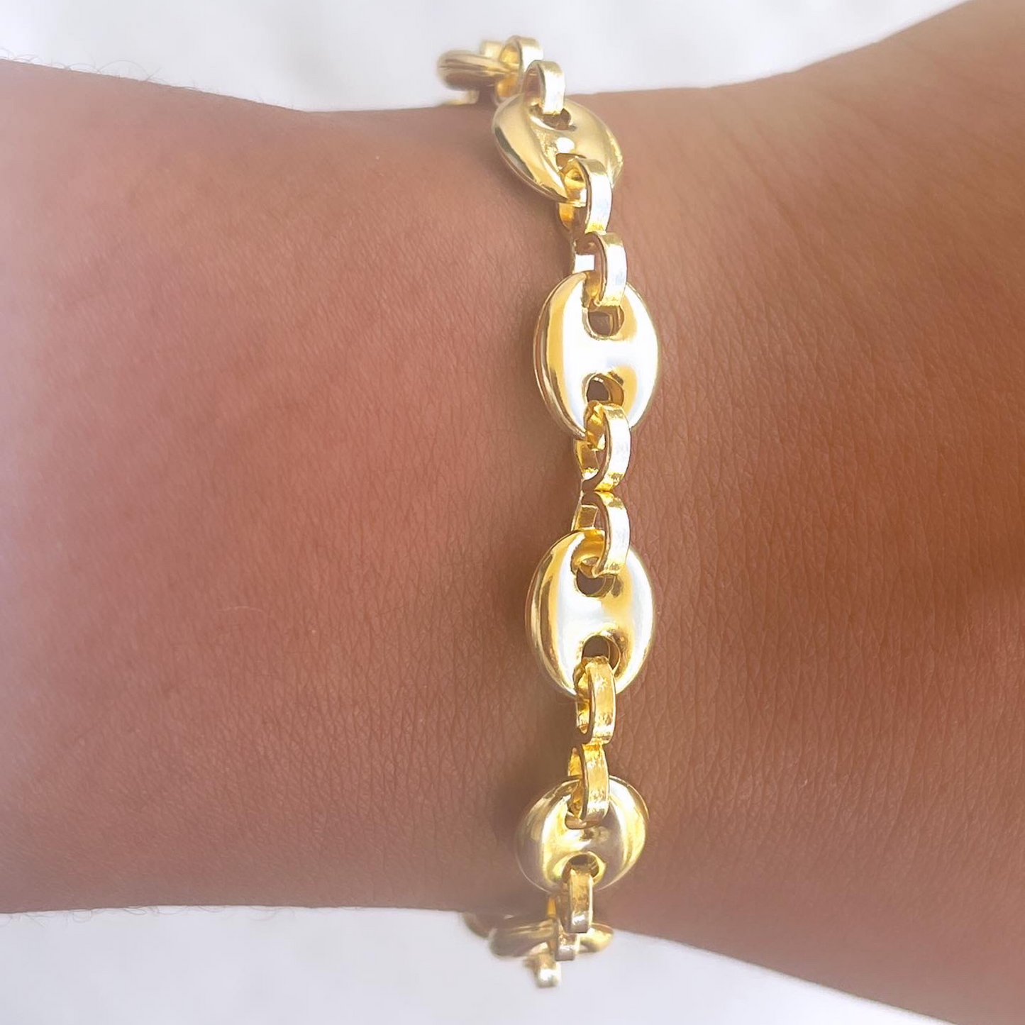 Hollow Puff Mariner Link Bracelet-18k Gold Filled