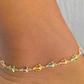 Multicolored Butterfly  Link Anklet-18k Gold Filled