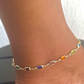 Zari Multicolor Link Anklet-18k Gold Filled