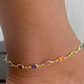 Zari Multicolor Link Anklet-18k Gold Filled