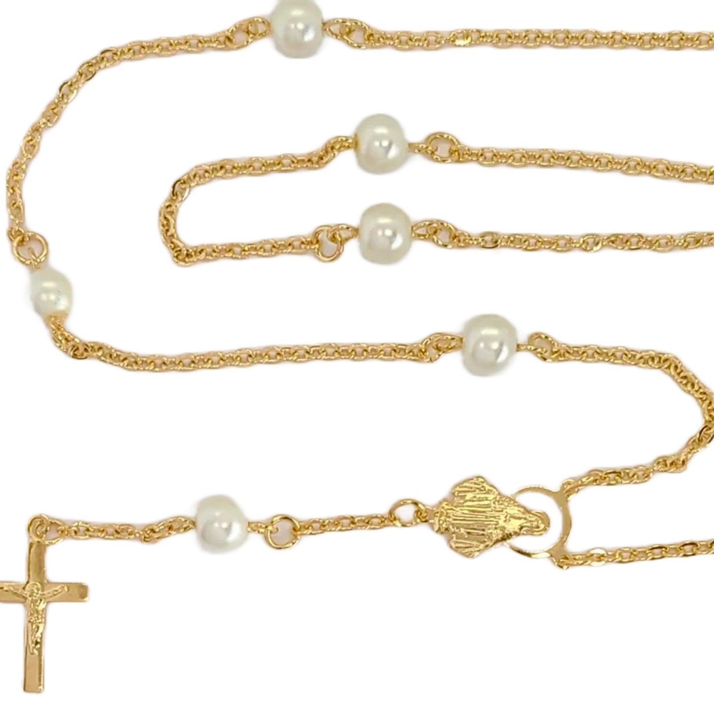 Pearl Rosary Necklace-18k Gold Filled