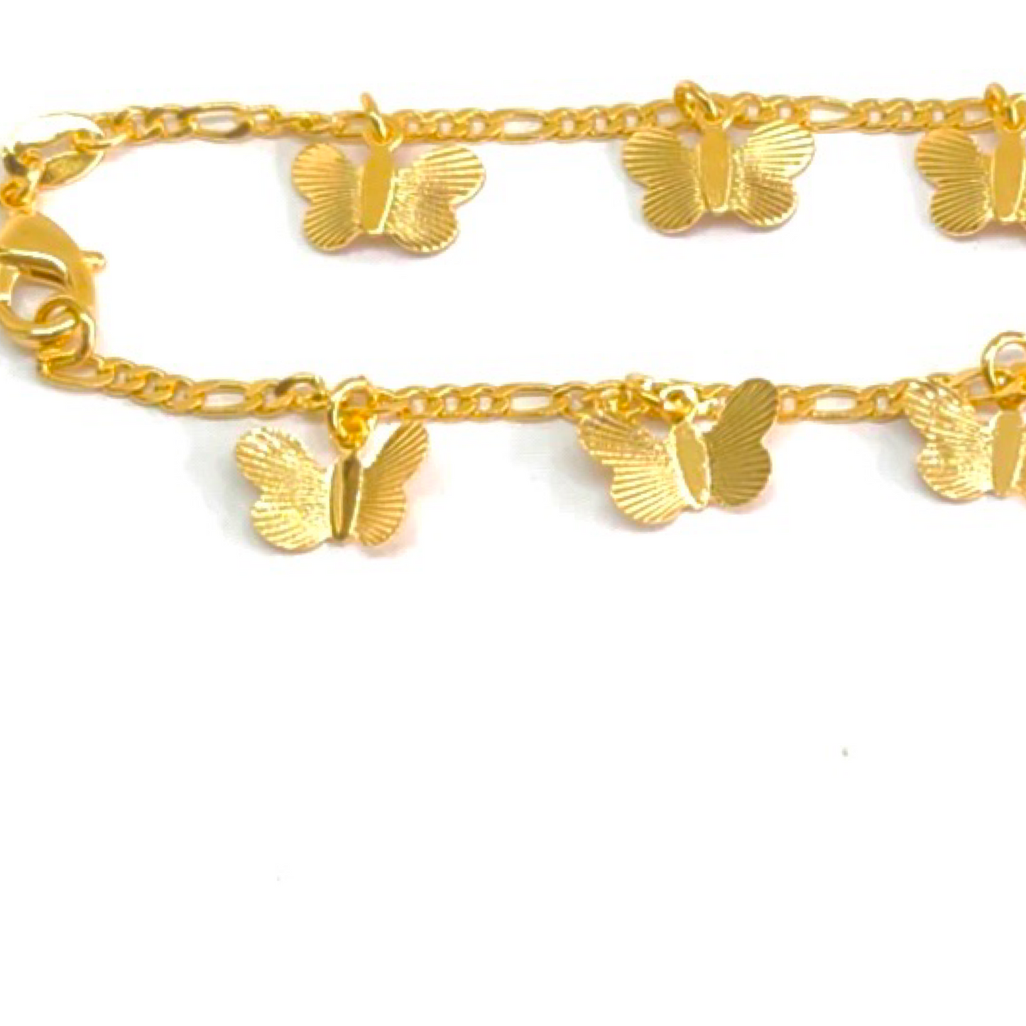 Figaro Link Anklet with Charms-18k Gold Filled