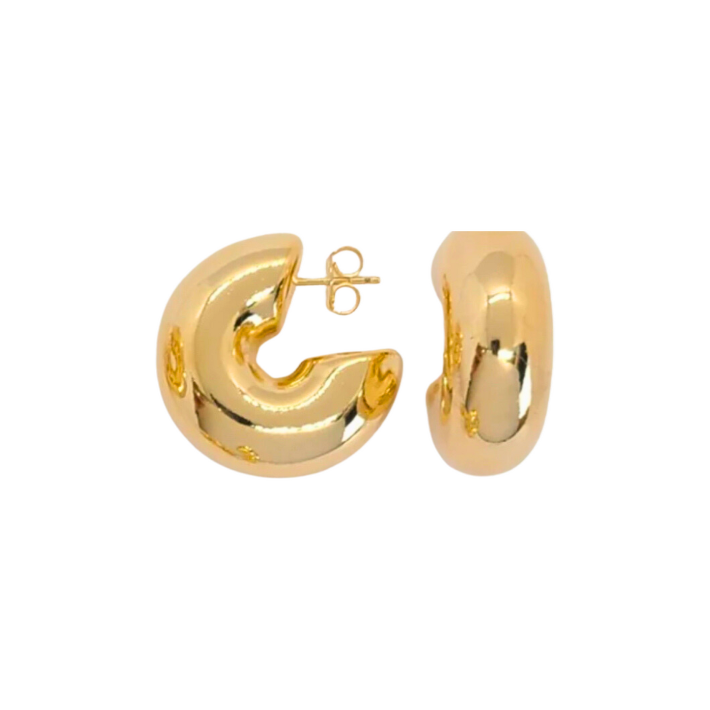 Kelli Half  Chunky Hoop Earrings-18k Gold Filled