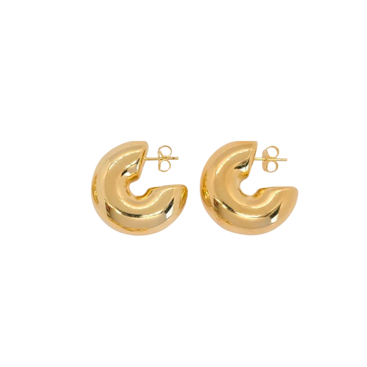 Kelli Half  Chunky Hoop Earrings-18k Gold Filled