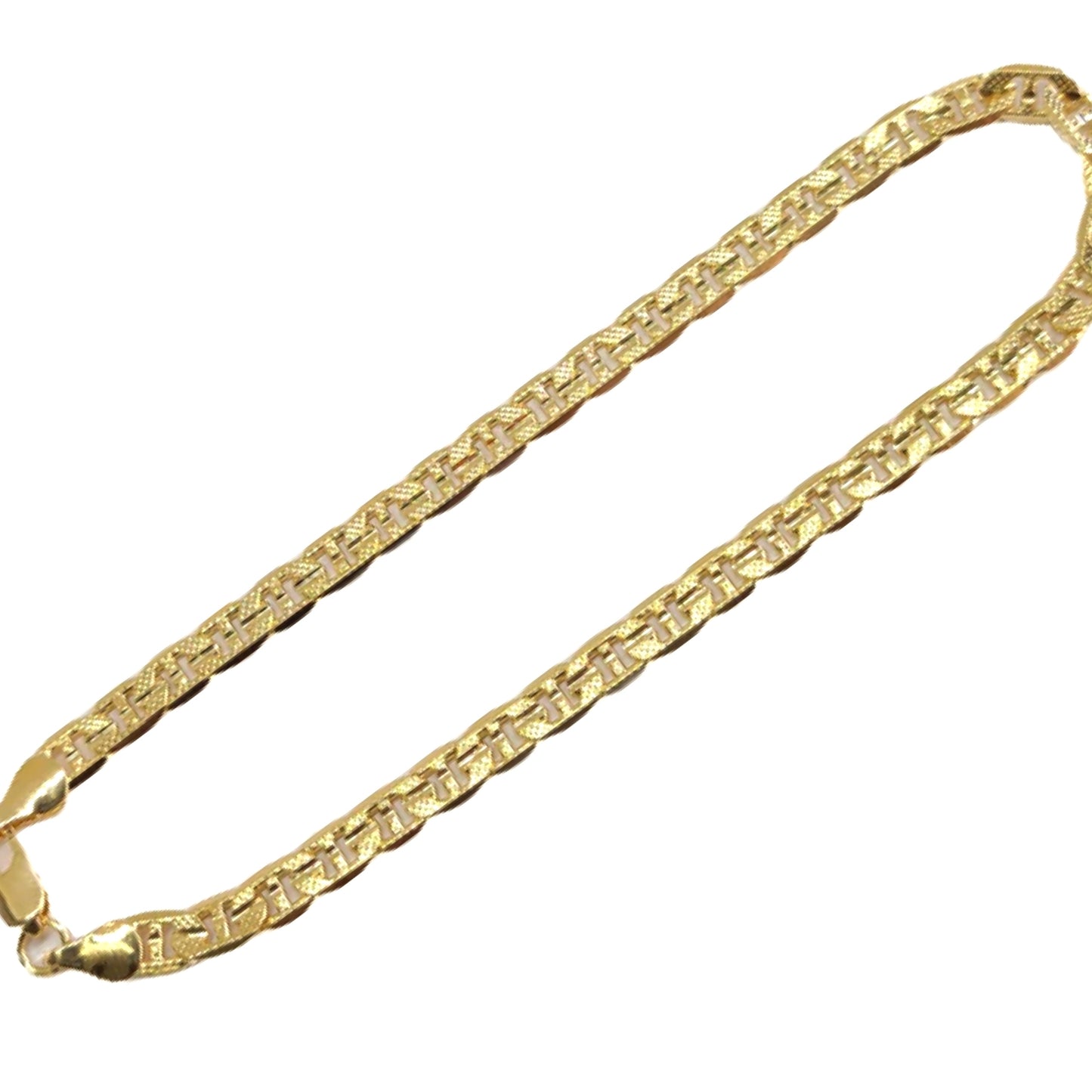 18k Gold Filled Diamond Cut Mariner Link Anklet-5mm