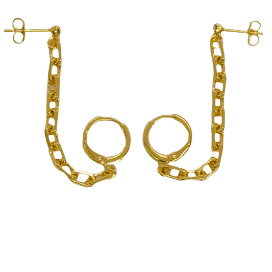 Destiny Two Hole Chain Earrings-18k Gold Filled